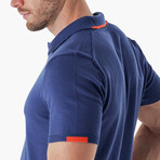Knitwear Polo w/ Sleeve & Back Detail // Navy (M)