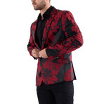 Floral Print Blazer // Red + Black (US: 42R)