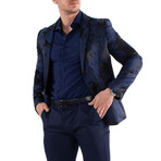 Floral Print Blazer // Royal Blue + Black (US: 42R)