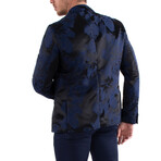 Floral Print Blazer // Royal Blue + Black (US: 42R)