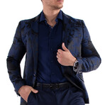 Floral Print Blazer // Royal Blue + Black (US: 48R)