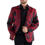 Floral Print Blazer // Red + Black (US: 46R)