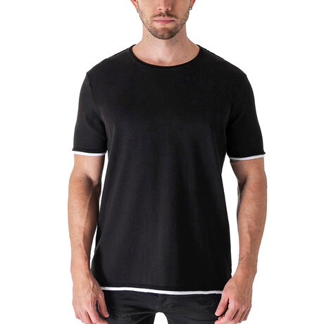 Regular Fit Tipped Shirt // Black (S)