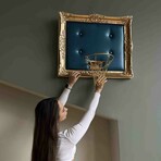 Framed Hoop // Gold Blue (20"W x 16"H x 1"D)