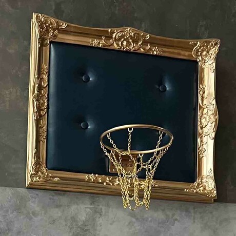 Framed Hoop // Gold Blue (20"W x 16"H x 1"D)
