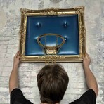 Framed Hoop // Gold Blue (20"W x 16"H x 1"D)