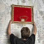 Framed Hoop // Gold Velvet Red (20"W x 16"H x 1"D)