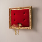 Framed Hoop // Gold Velvet Red (20"W x 16"H x 1"D)