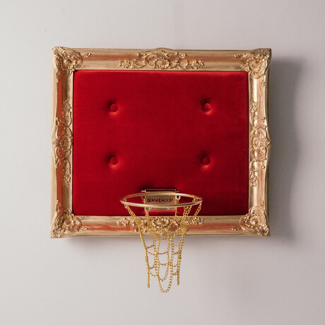 Framed Hoop // Gold Velvet Red (20"W x 16"H x 1"D)