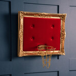 Framed Hoop // Gold Velvet Red (20"W x 16"H x 1"D)