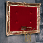 Framed Hoop // Gold Velvet Red (20"W x 16"H x 1"D)