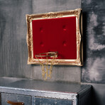 Framed Hoop // Gold Velvet Red (20"W x 16"H x 1"D)