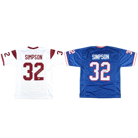 O. J. Simpson Signed USC Trojan Jersey & O. J. Simpson Signed Buffalo Bills Jersey