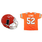 Ray Lewis Signed Miami Hurricanes Jersey & Ray Lewis Signed Miami Hurricanes AMP Alternate Speed Mini Helmet