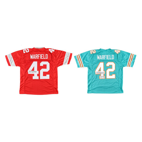 Paul Warfield Signed Ohio St Buckeyes Jersey & Paul Warfield Signed Miami Dolphins Jersey Inscribed "HOF '83"