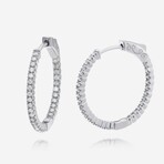 18K White Gold Diamond Hoop Earrings // New