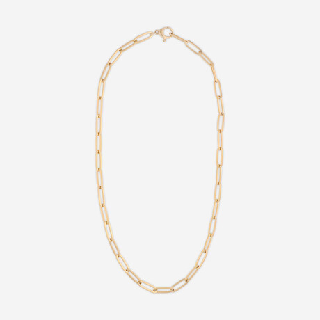 14K Yellow Gold Square Tube Paperclip Necklace // 22" // New