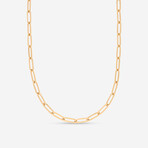 14K Yellow Gold Square Tube Paperclip Necklace // 22" // New