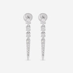 14K White Gold Diamond Drop Earrings // New