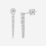 14K White Gold Diamond Drop Earrings // New