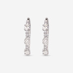 14K White Gold Diamond Hoop Earrings // New