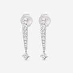 14K White Gold Diamonds Drop Earrings // New