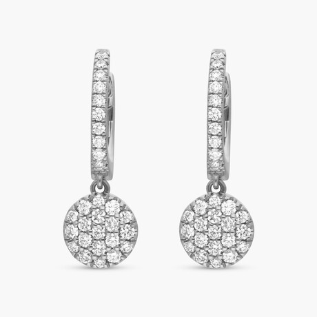 14K White Gold Diamond Drop Earrings I // New