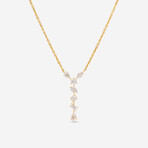 14K Yellow Gold Multi Shape Drop Diamond Pendant Necklace // 18" // New