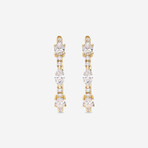 14K Yellow Gold Round + Oval Shape Diamonds Hoop Earrings // New