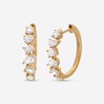 14K Yellow Gold Diamonds Small Hoop Earrings // New