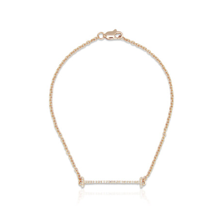 14K Rose Gold Diamond Bracelet // 7" // New