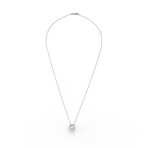 Fine Jewelry // 14K White Gold Aquamarine + Diamond Pendant Necklace // 18" // New