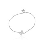 14K White Gold Diamond Butterfly Adjustable Bracelet // Appx. 6.5" // New