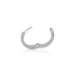 14K White Gold Diamond Hoop Earrings // New
