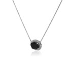 Fine Jewelry // 14k White Gold Garnet + Diamond Pendant Necklace // 18" // New