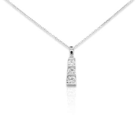 14K White Gold Diamond Pendant Necklace I // 16" // New