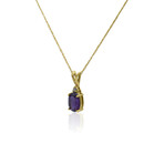 14K Yellow Gold Amethyst + Diamond Necklace // 17" // New