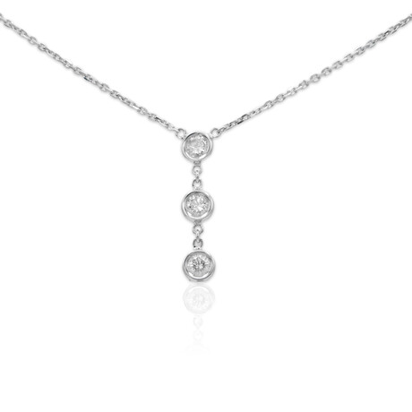 14K White Gold Diamond Pendant Necklace // 16" // New