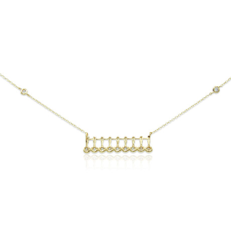 14K Yellow Gold Diamond Pendant Necklace I // 16" // New