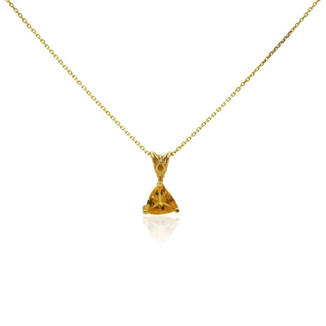 14K Yellow Gold Trillion Cut Citrine Necklace // 18" // New