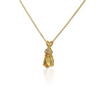 14K Yellow Gold Pear Shape Citrine + Diamond Necklace // 17" // New