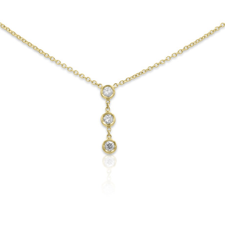 14K Yellow Gold Diamond Pendant Necklace // 16" // New