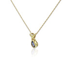 14K Yellow Gold Iolite Bezel Rope Chain Necklace // 18.5" // New