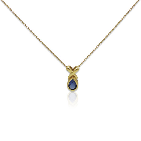 14K Yellow Gold Iolite Bezel Rope Chain Necklace // 18.5" // New