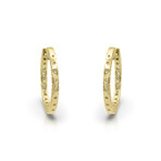 14K Yellow Gold Diamond Hoop Earrings // New