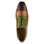 Brandon // Men’s Leather Oxford Lace-Up Dress Shoes // Burgundy + Tan + Green (US: 9.5)
