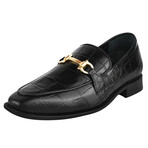 Doblin // Men's Genuine Leather Buckle Slip-On Loafer Shoes // Crocodile Pattern // Black (US: 9)