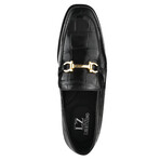 Doblin // Men's Genuine Leather Buckle Slip-On Loafer Shoes // Crocodile Pattern // Black (US: 8.5)
