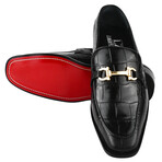 Doblin // Men's Genuine Leather Buckle Slip-On Loafer Shoes // Crocodile Pattern // Black (US: 8.5)