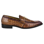 Doblin // Men's Genuine Leather Buckle Slip-On Loafer Shoes // Crocodile Pattern // Cognac (US: 8.5)